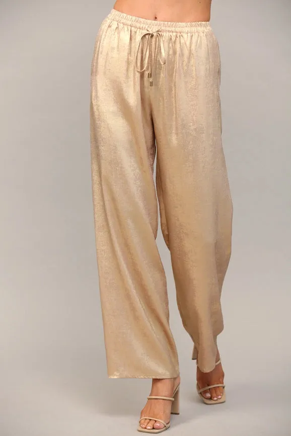 Metallic Wide Leg Pants