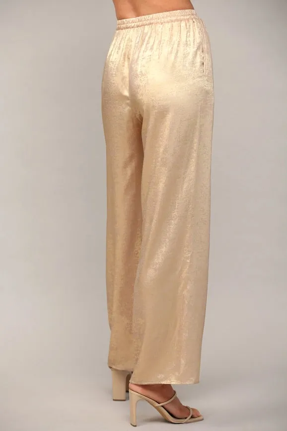 Metallic Wide Leg Pants