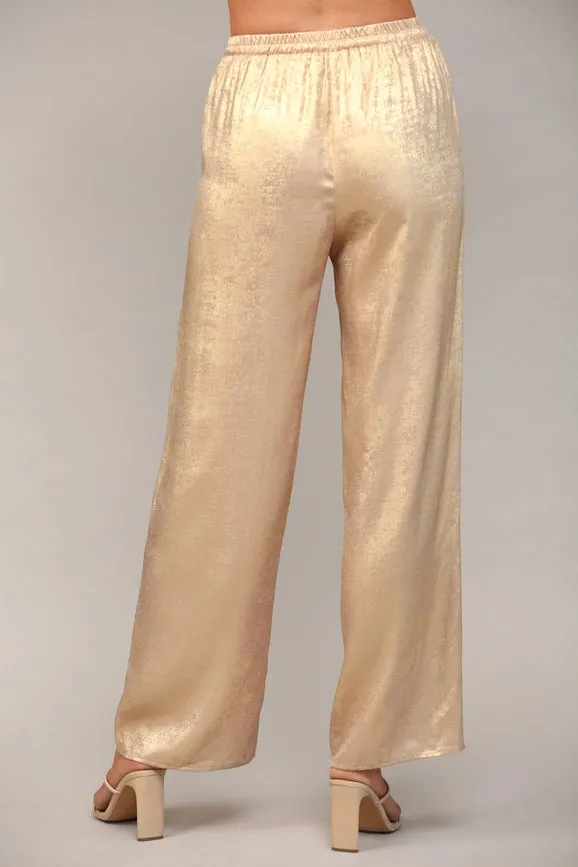 Metallic Wide Leg Pants