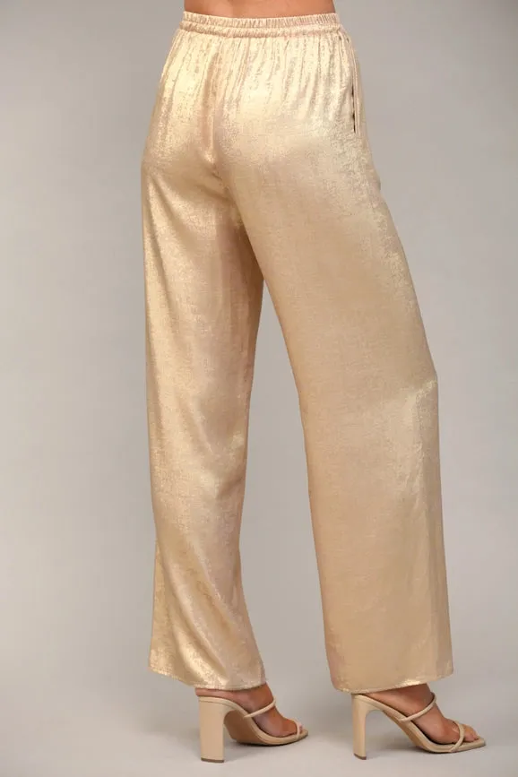 Metallic Wide Leg Pants