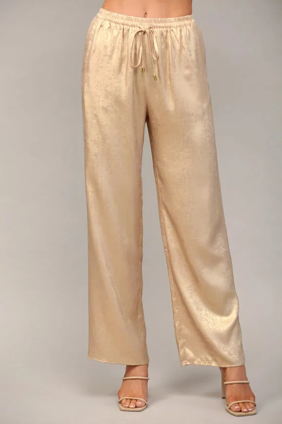 Metallic Wide Leg Pants