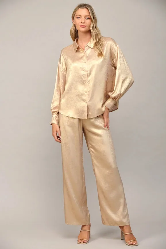 Metallic Wide Leg Pants