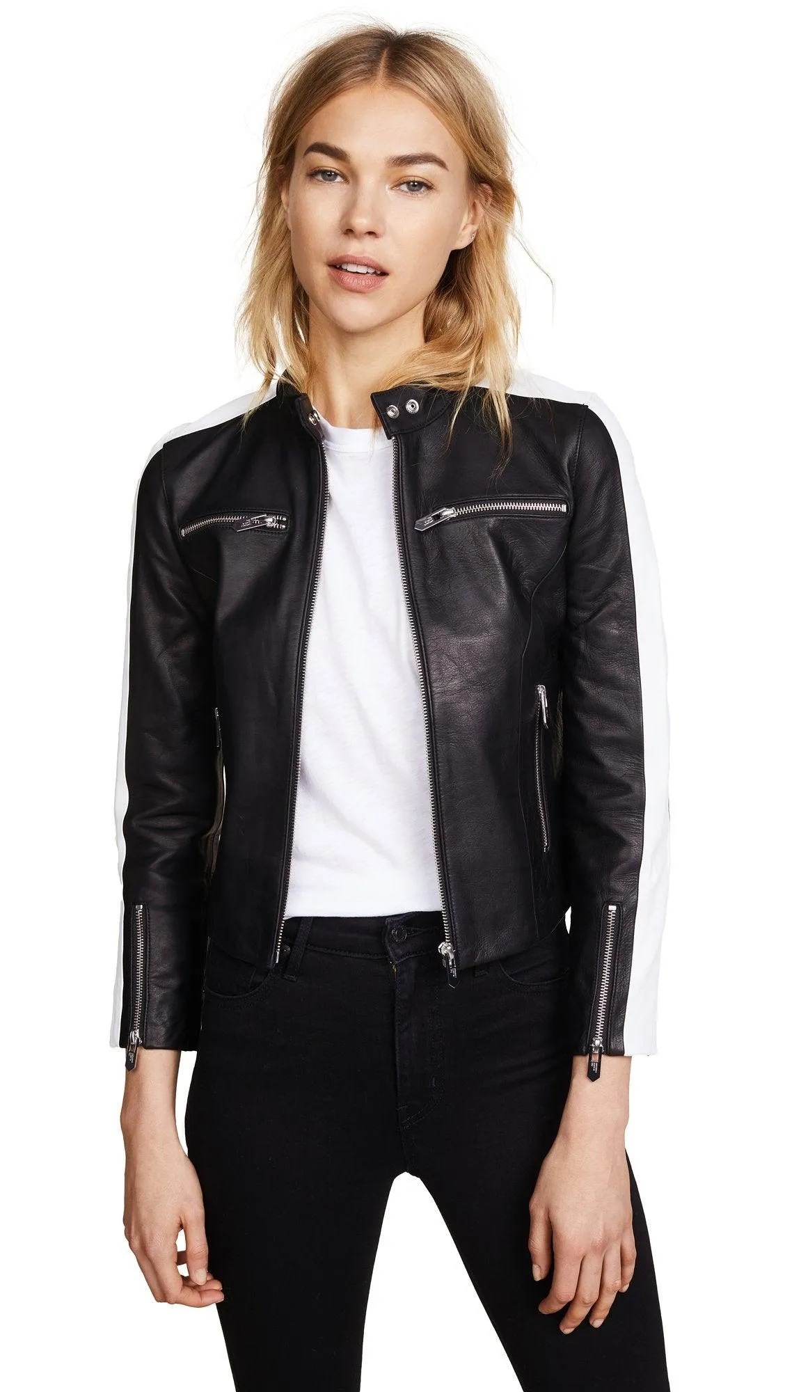 Michel Black Racer Leather Jackets