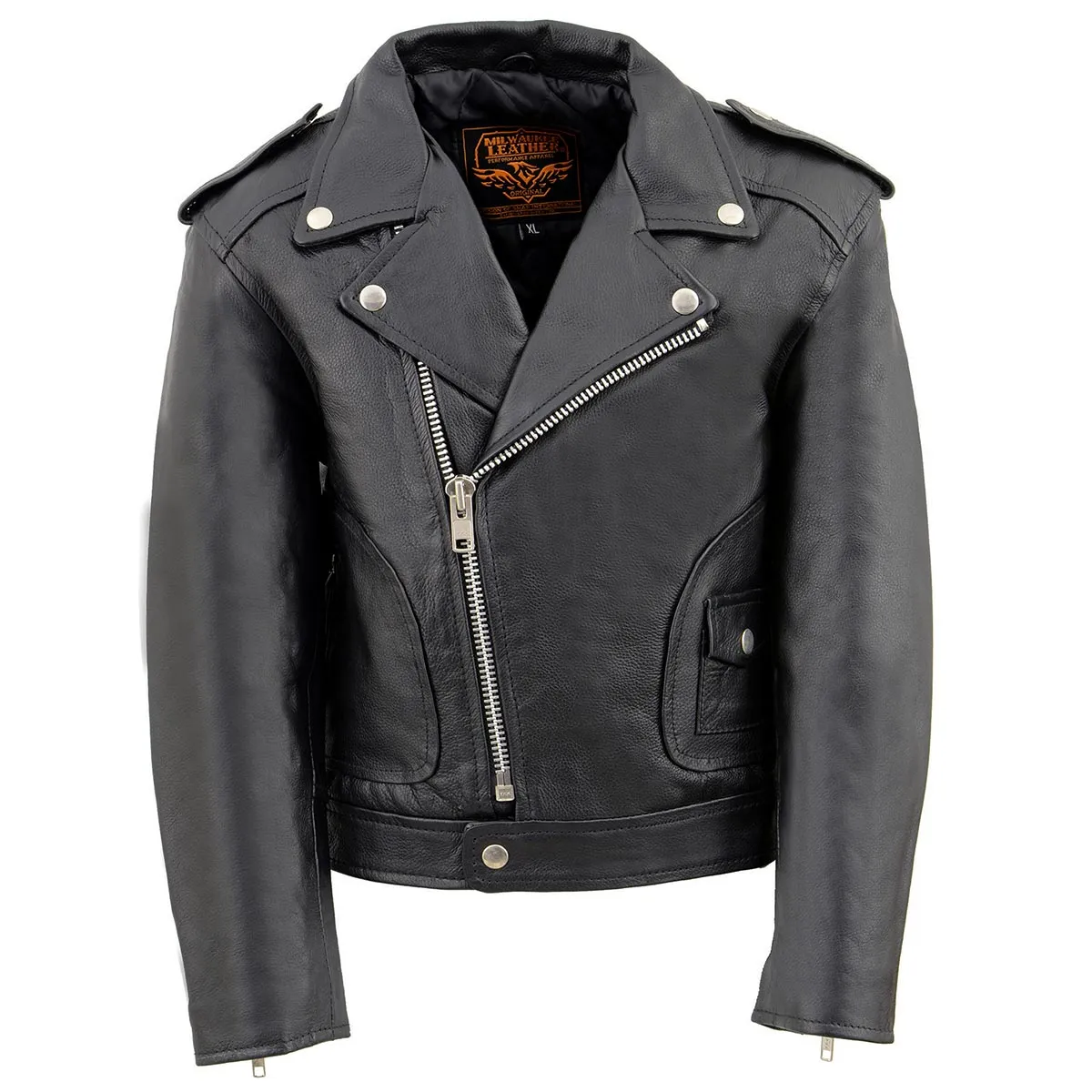 Milwaukee Leather LKK1920 Boy's Black Classic Leather Biker Jacket