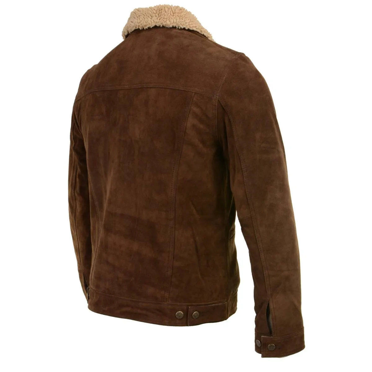 Milwaukee Leather Vintage SFM1817 Men's Brown Suede Leather Fashion Coat Jacket w/ Plush Sherpa Inside Lining