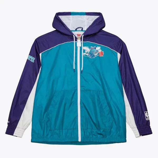 Mitchell & Ness Charlotte Hornets Big Shot Full Zip Windbreaker Teal - Purple - White