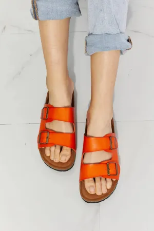 MMShoes Feeling Alive Double Banded Slide Sandals in Orange