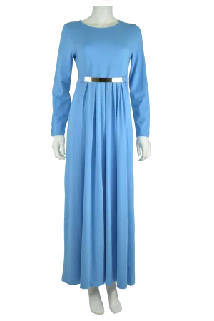 Modest Knit Maxi Dress- Sky Blue