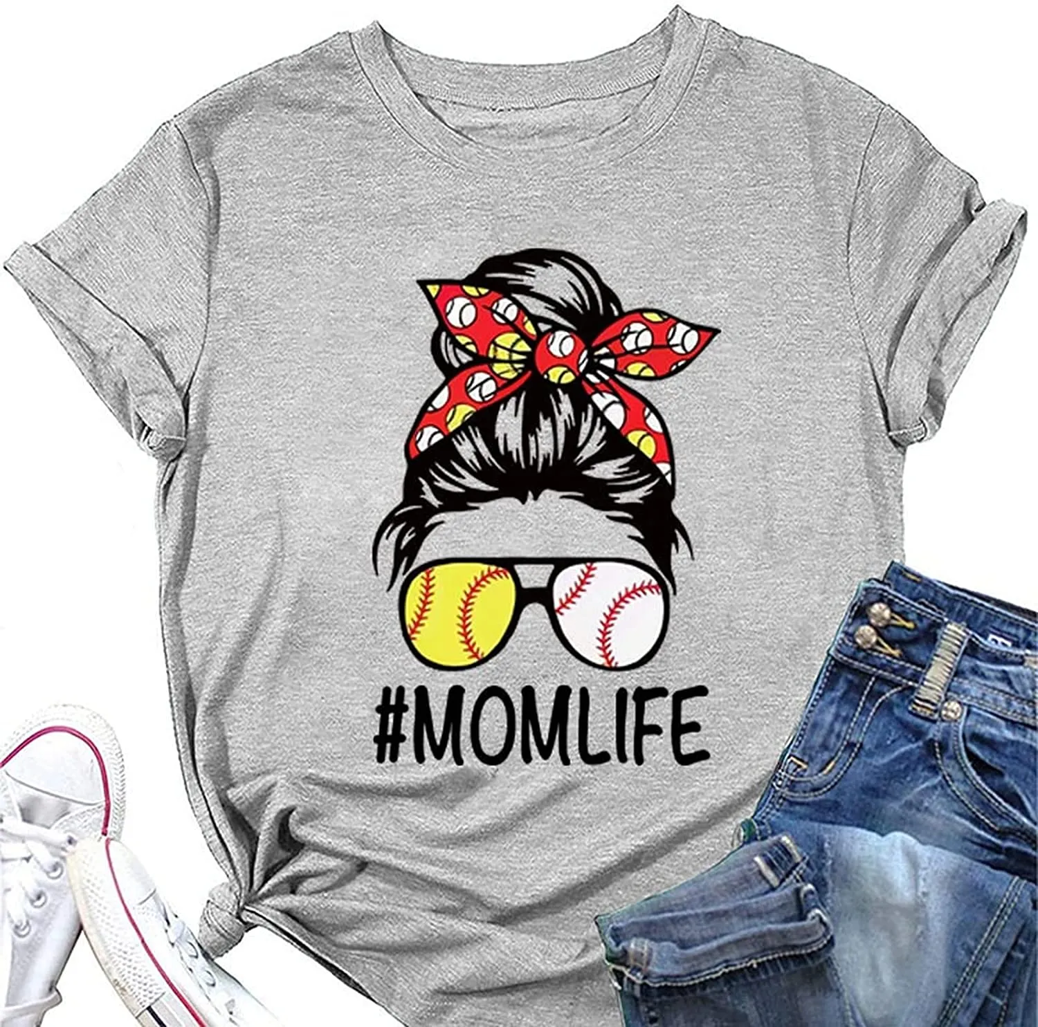 Mom Life Football T-Shirt Women Football Mom Graphic Tees