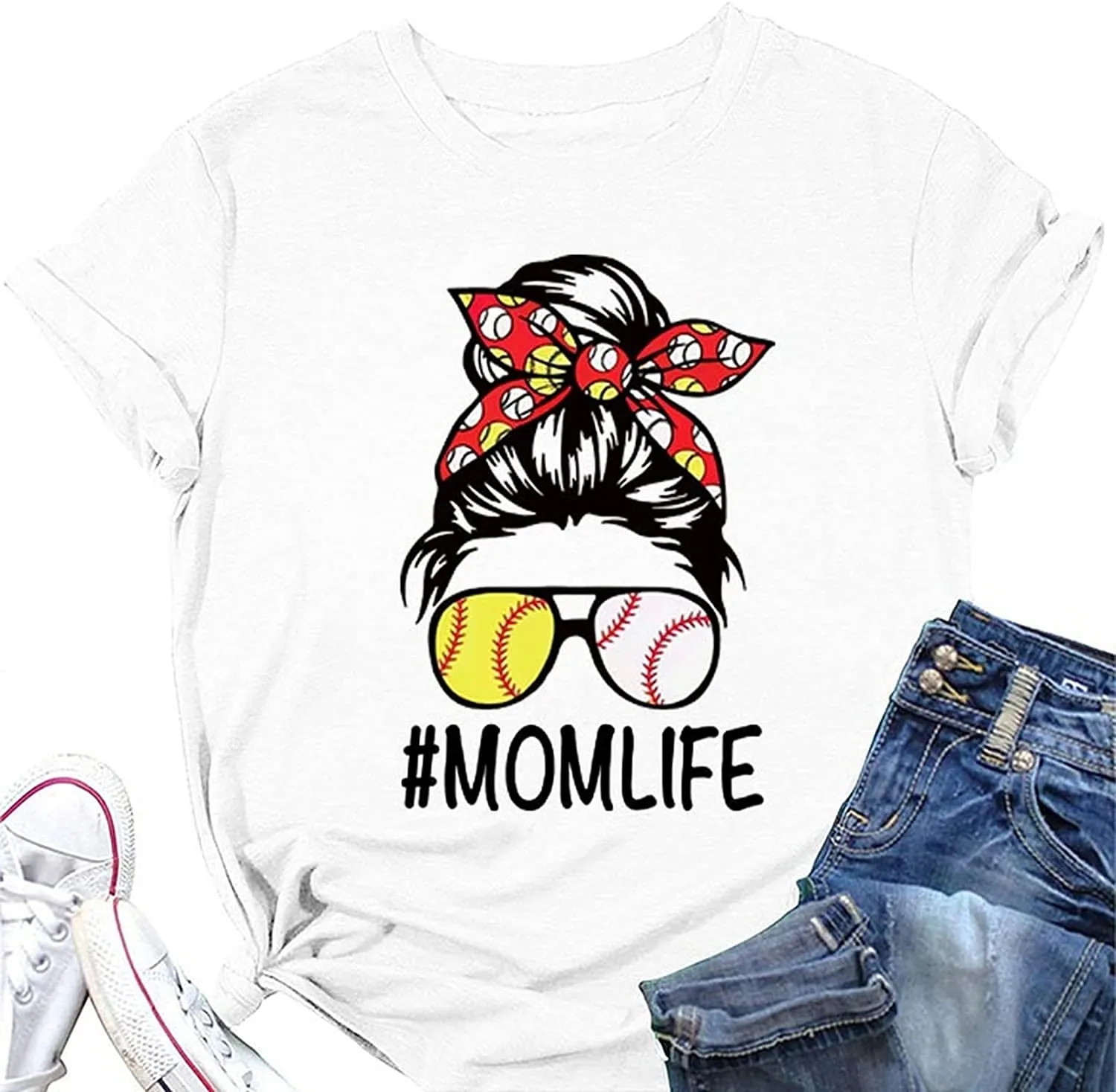 Mom Life Football T-Shirt Women Football Mom Graphic Tees