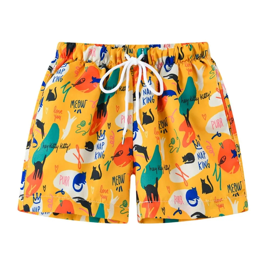 Nautical Waves: Boys' Sailboat Swim Shorts