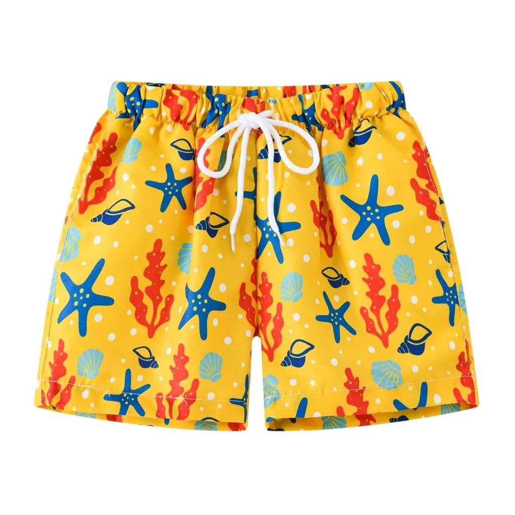 Nautical Waves: Boys' Sailboat Swim Shorts