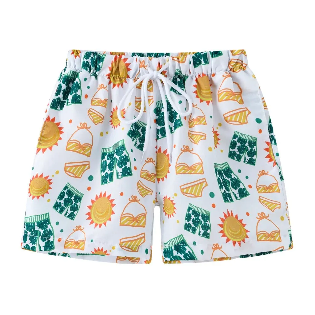 Nautical Waves: Boys' Sailboat Swim Shorts