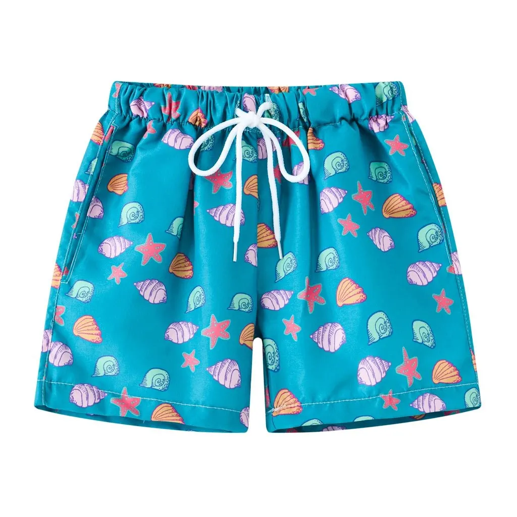 Nautical Waves: Boys' Sailboat Swim Shorts