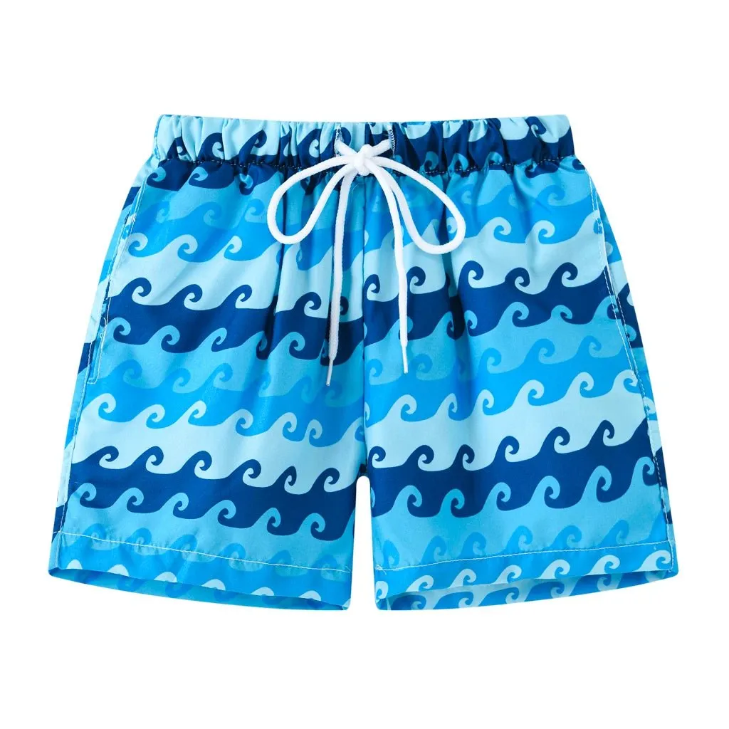 Nautical Waves: Boys' Sailboat Swim Shorts