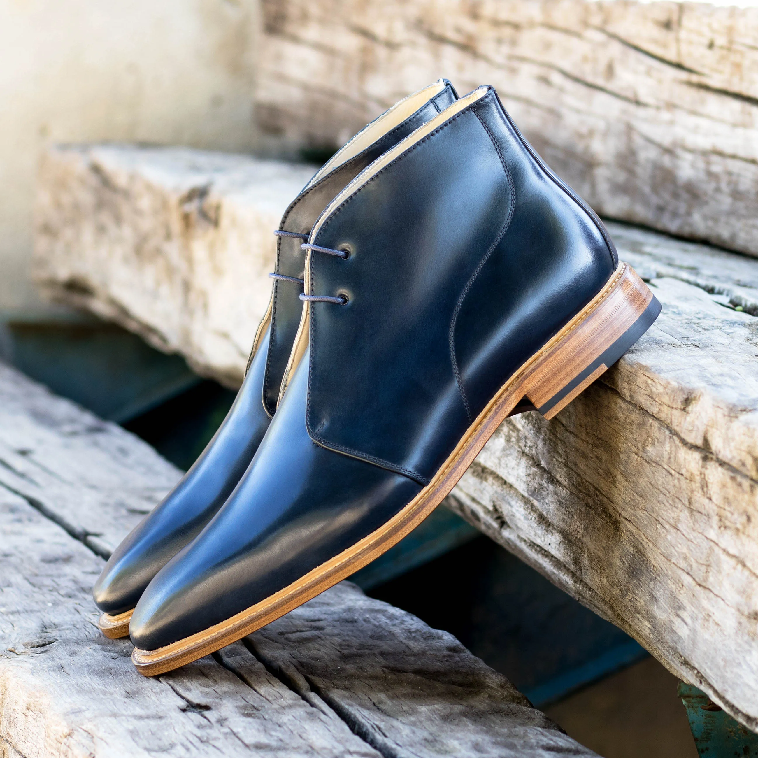 Navy Shell Cordovan Chukka Boots