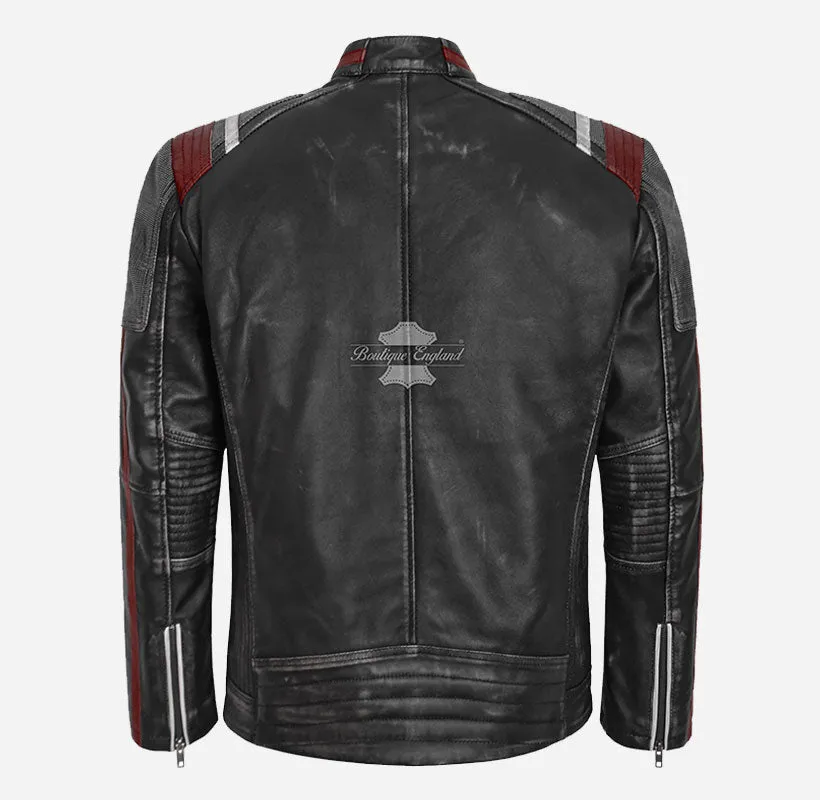 NOMADIC Waxed Vintage Biker Leather Jacket for Men