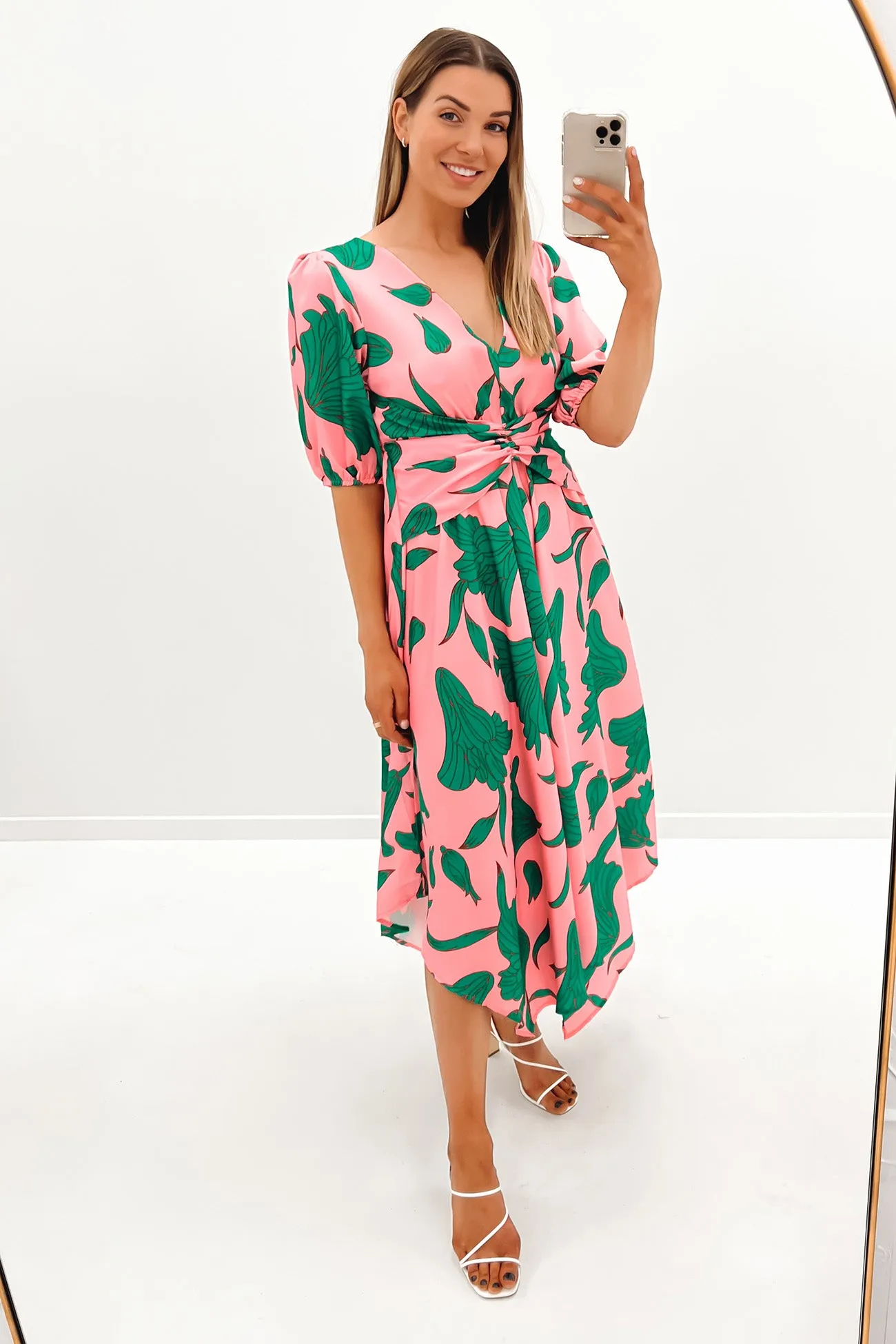 Nony Midi Dress Pink Green