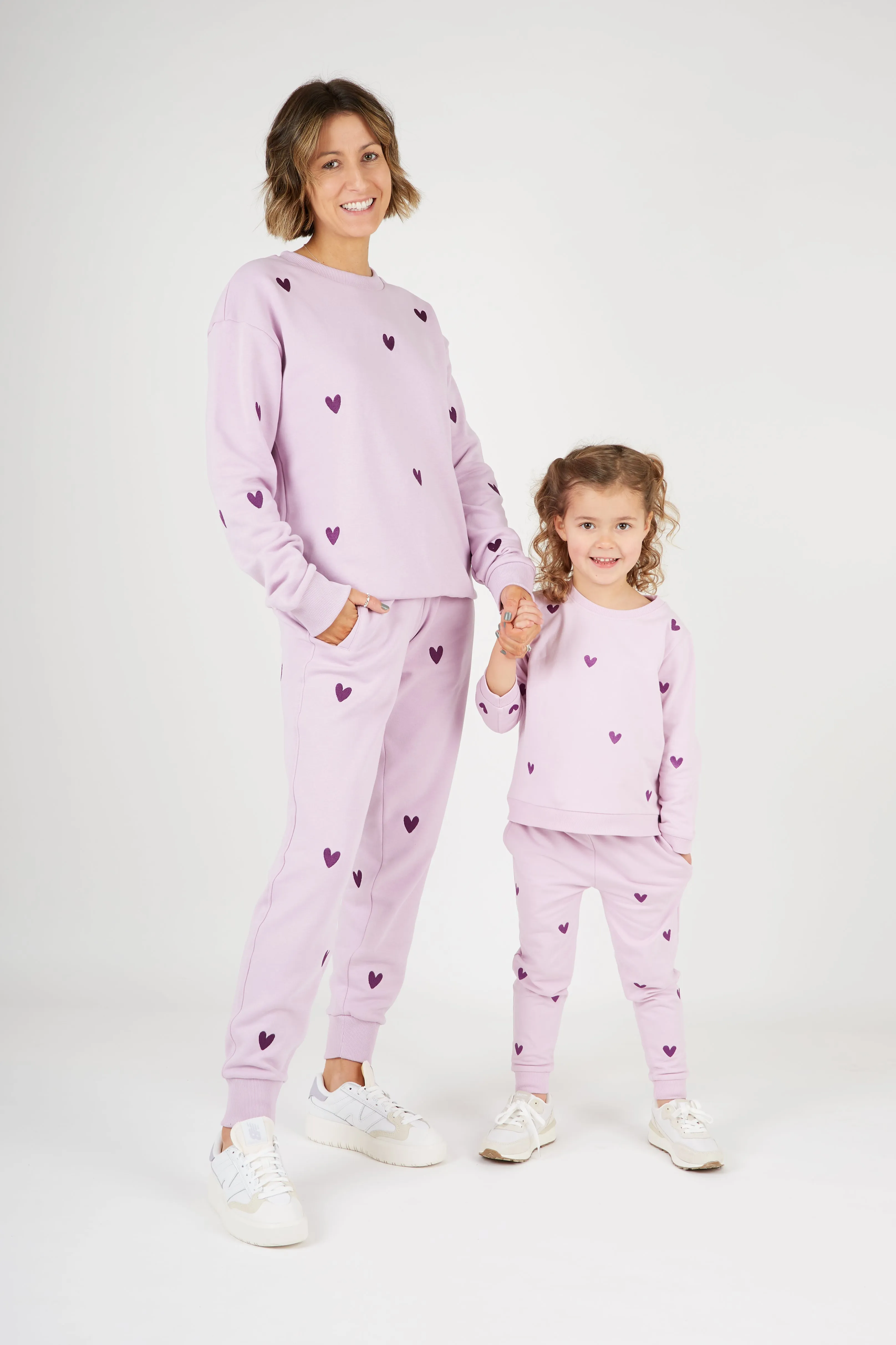 O&F Kids Heart Embroidered Joggers - Lilac