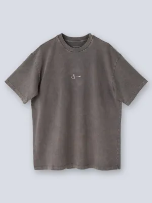 OVERSIZED ACID WASH COTTON TEE - GREY