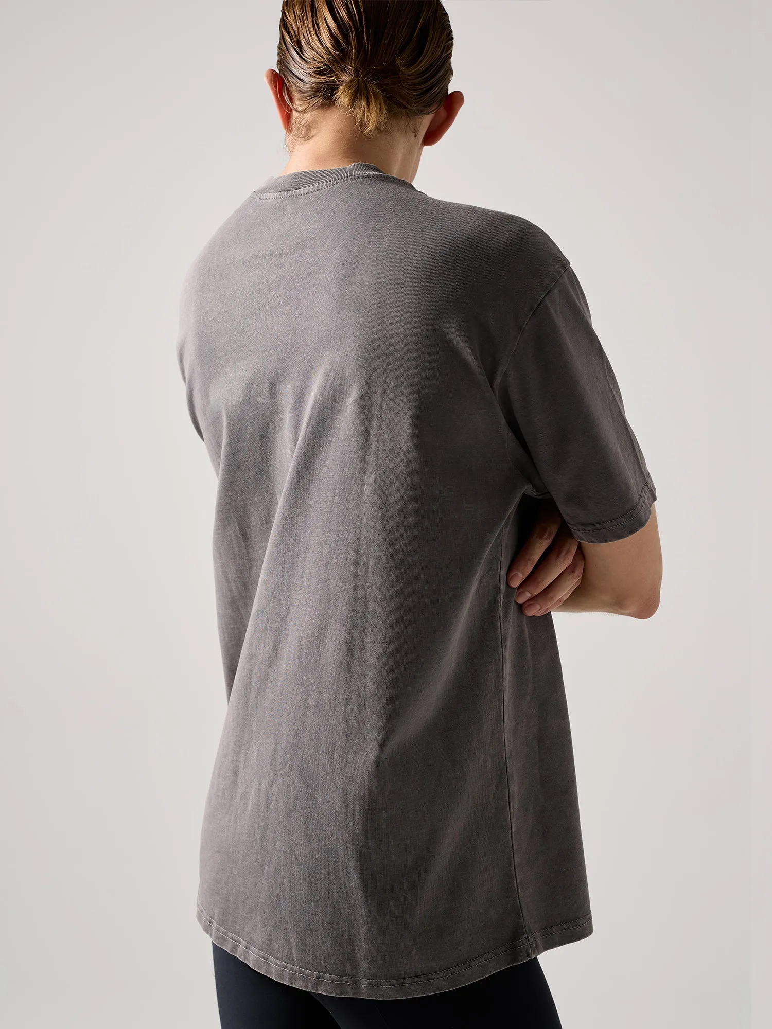 OVERSIZED ACID WASH COTTON TEE - GREY