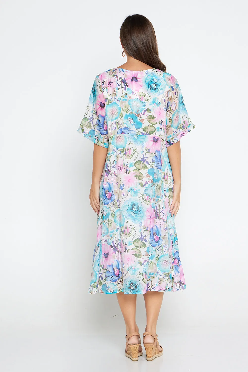 Penelope Dress - Pink Blue Floral