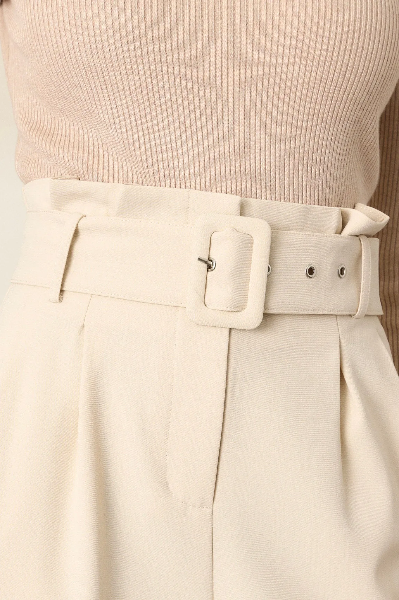 Place To Be Oatmeal Belted Wide Leg Pants