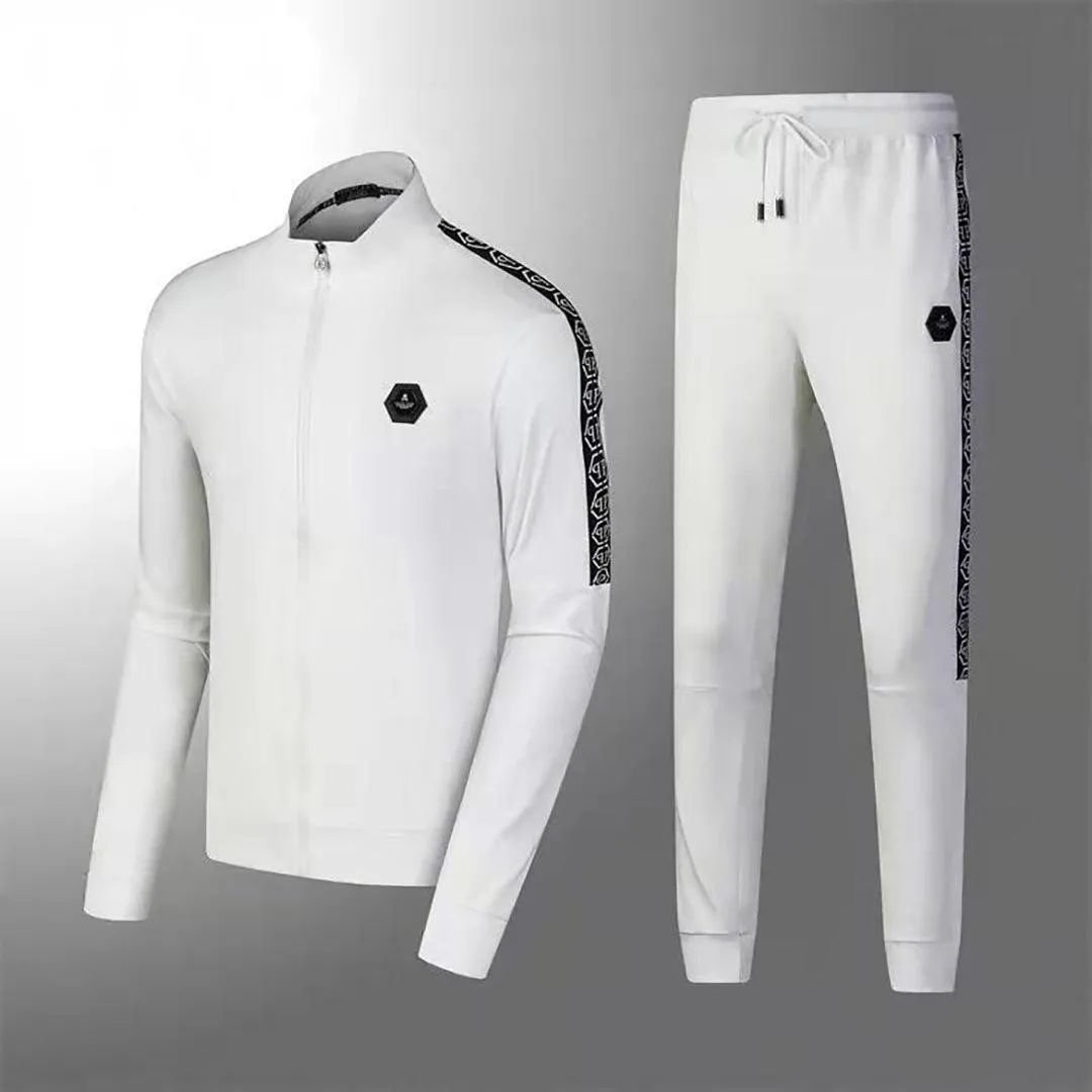 PP Branded Two Piece Cotton Designed Track Suit - White