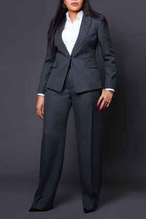 Professional One Button Blazer & Tailored Pants Set