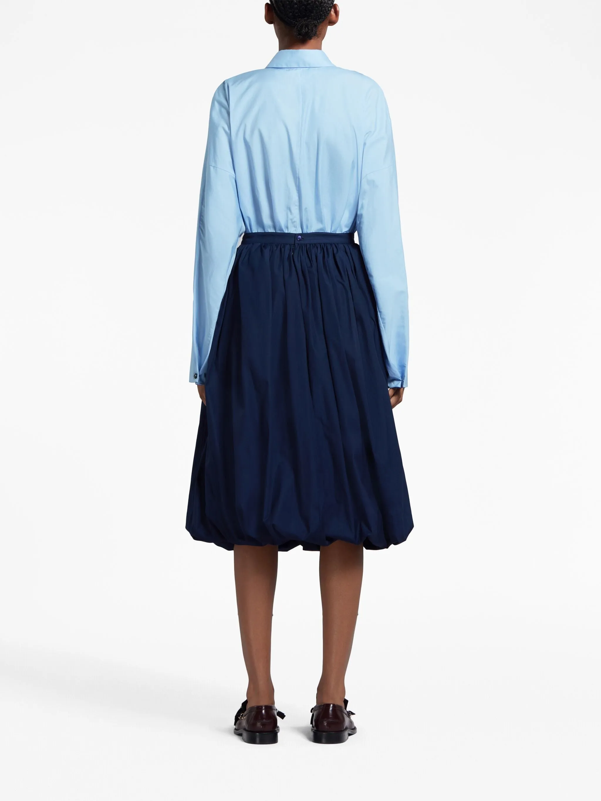 PUFFBALL-HEM PLEATED MIDI SKIRT