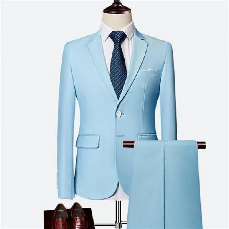 Red Suit Men's Two-button Slim Fit Plus Fertilizer To Increase Youth Business Professional Formal Wear Wedding For Dinner Blazer