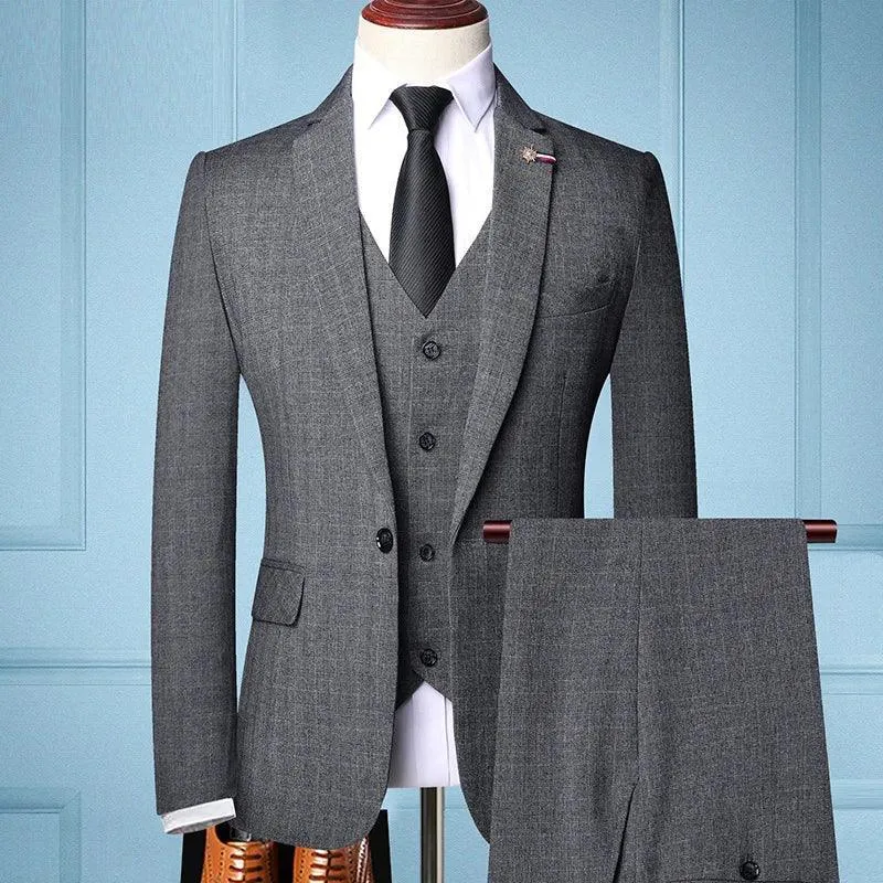 Retro Plaid Men Suit - Slim Fit Business Formal