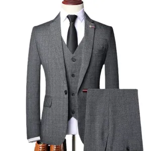 Retro Plaid Men Suit - Slim Fit Business Formal