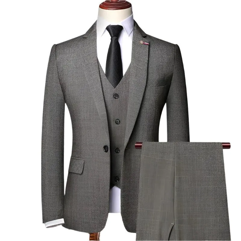 Retro Plaid Men Suit - Slim Fit Business Formal