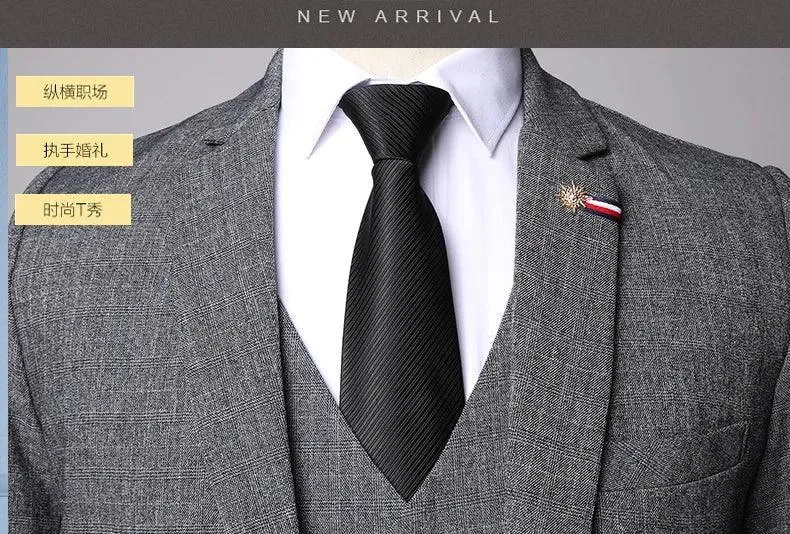 Retro Plaid Men Suit - Slim Fit Business Formal