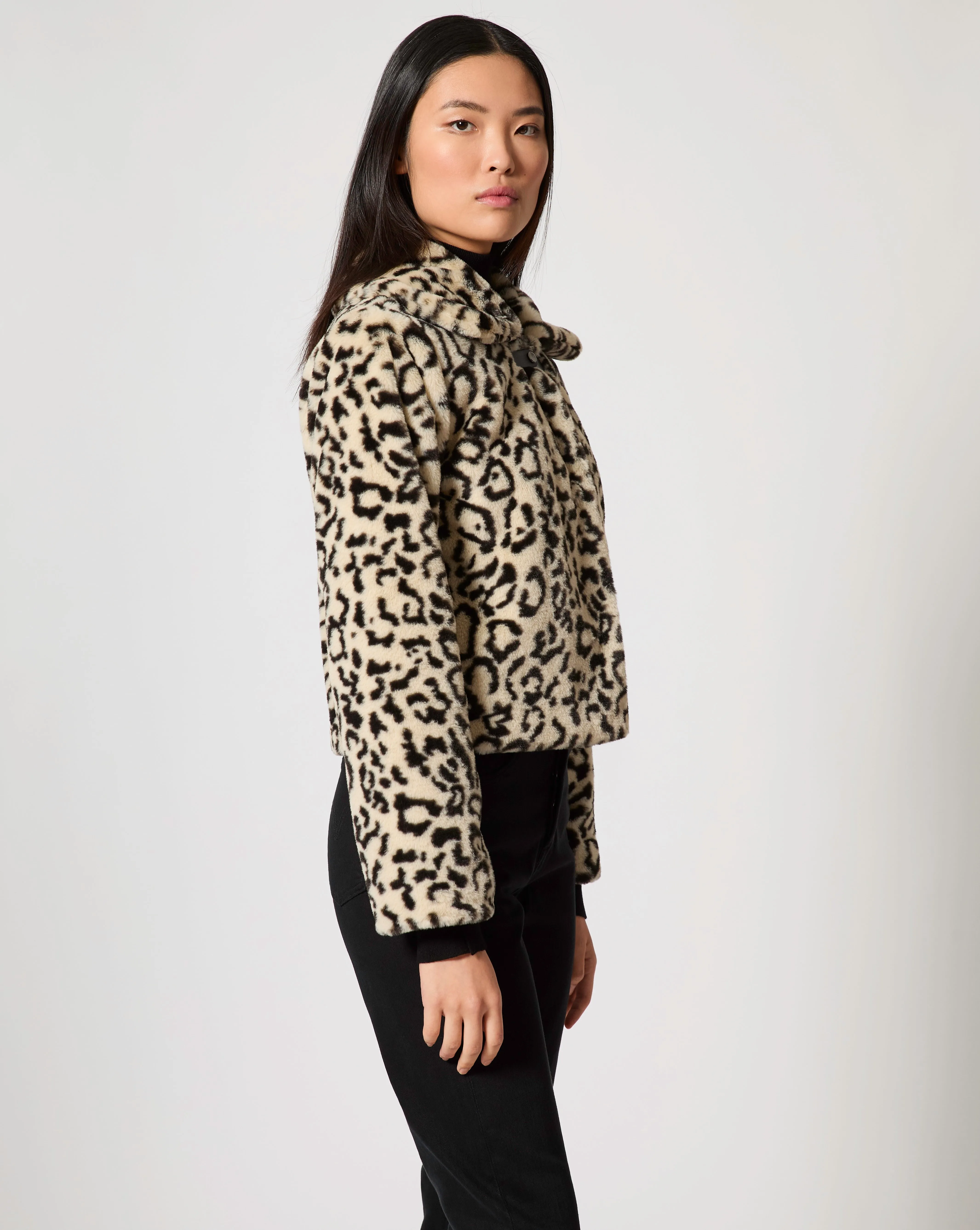 Snow Leopard Faux Fur Jacket