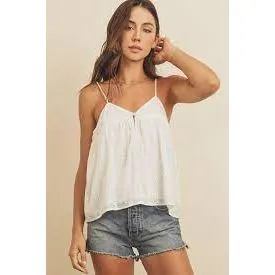 Striped Eyelet Triangle Tank top