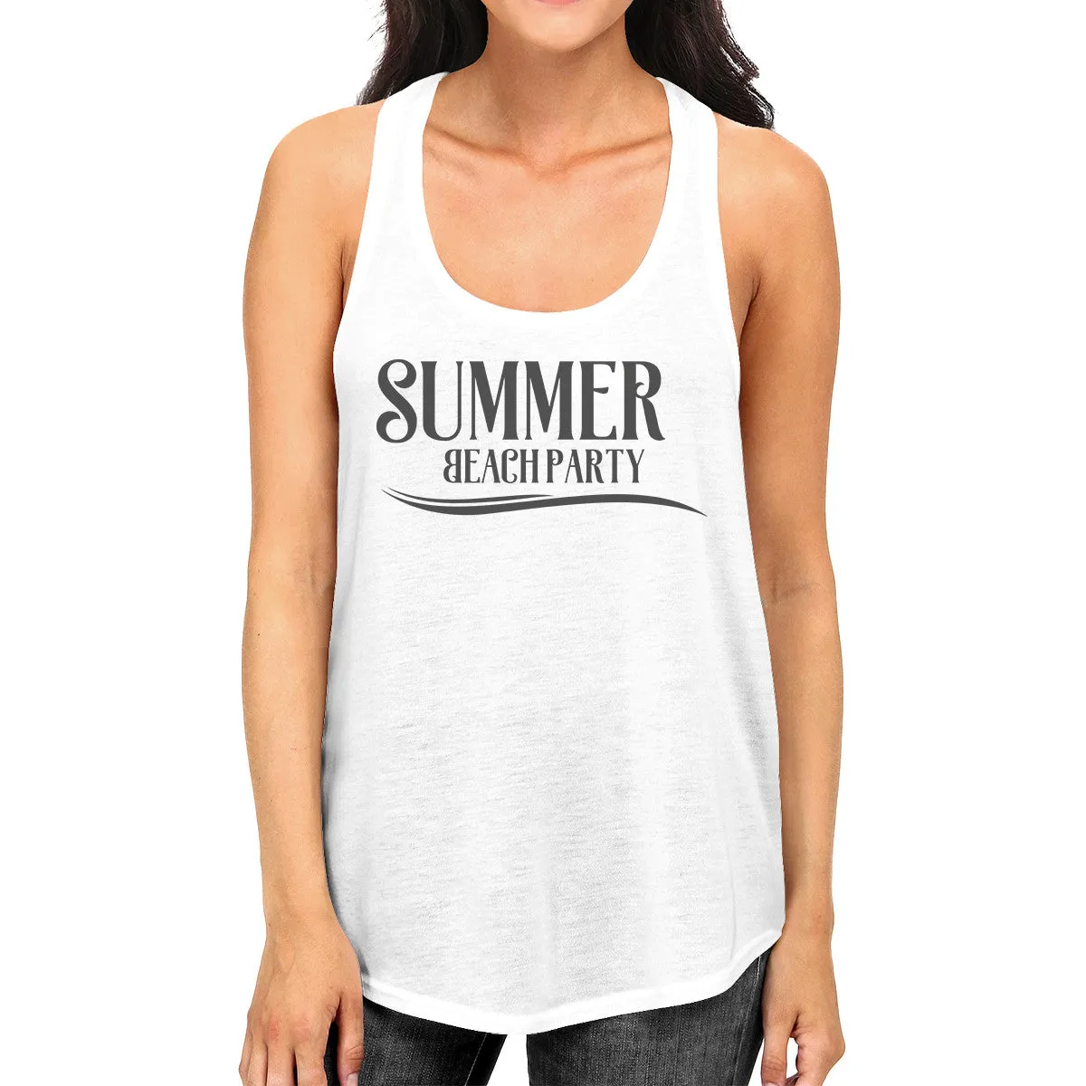 Summer Beach Party Womens White Tank Top