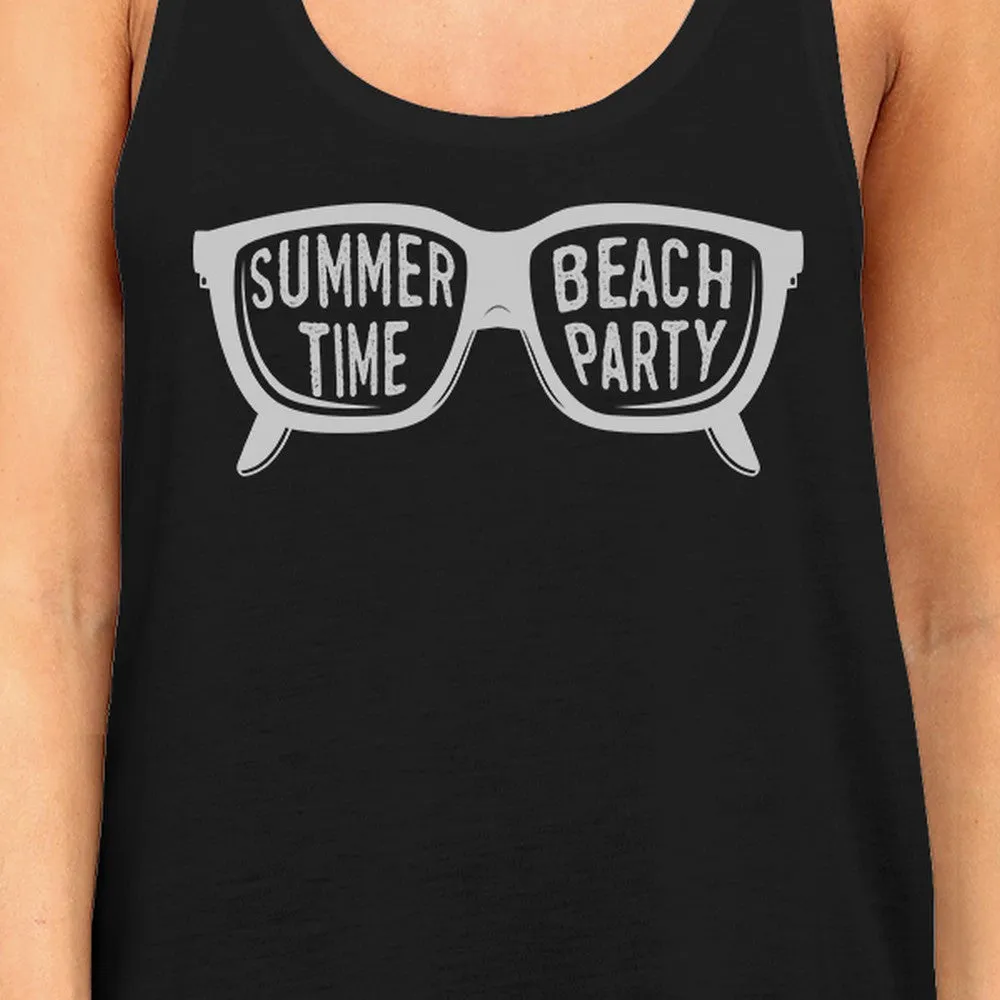 Summer Time Beach Party Womens Black Tank Top