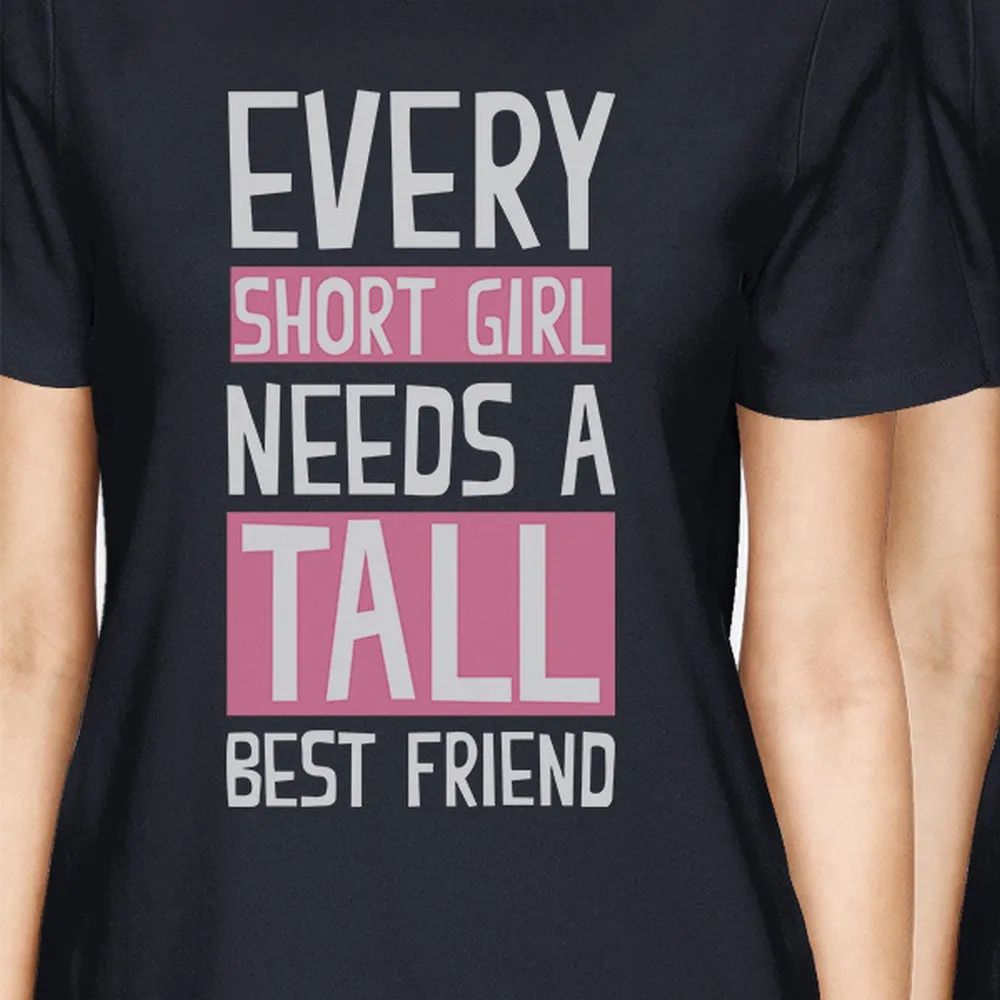 Tall Short Friend BFF Matching Shirts Womens Navy Gift For Friends