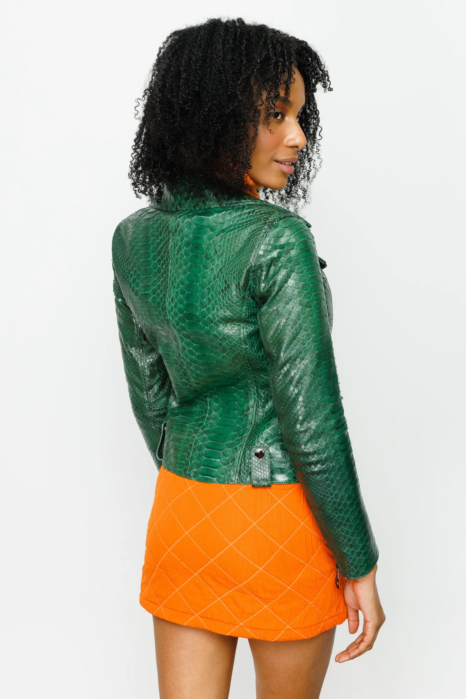 The Pythn Skin Green Leather Women Jacket