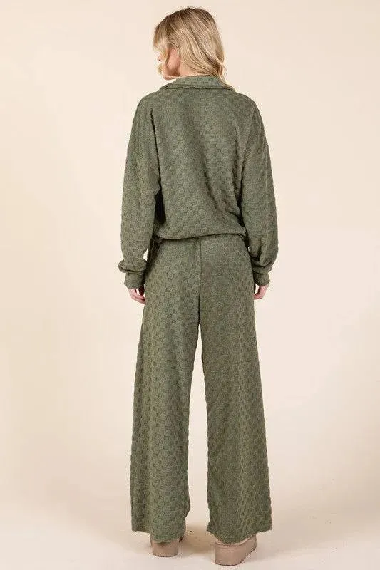 Tied Checkered Wide-Leg Pants