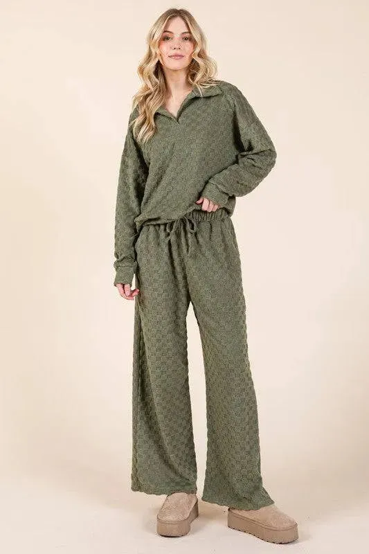 Tied Checkered Wide-Leg Pants