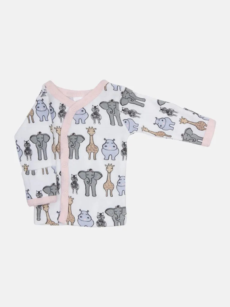 Tiny Baby Girl Animal 4 piece set - White and Baby Pink