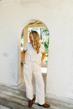 True Stripe Pants - Ivory/Brown