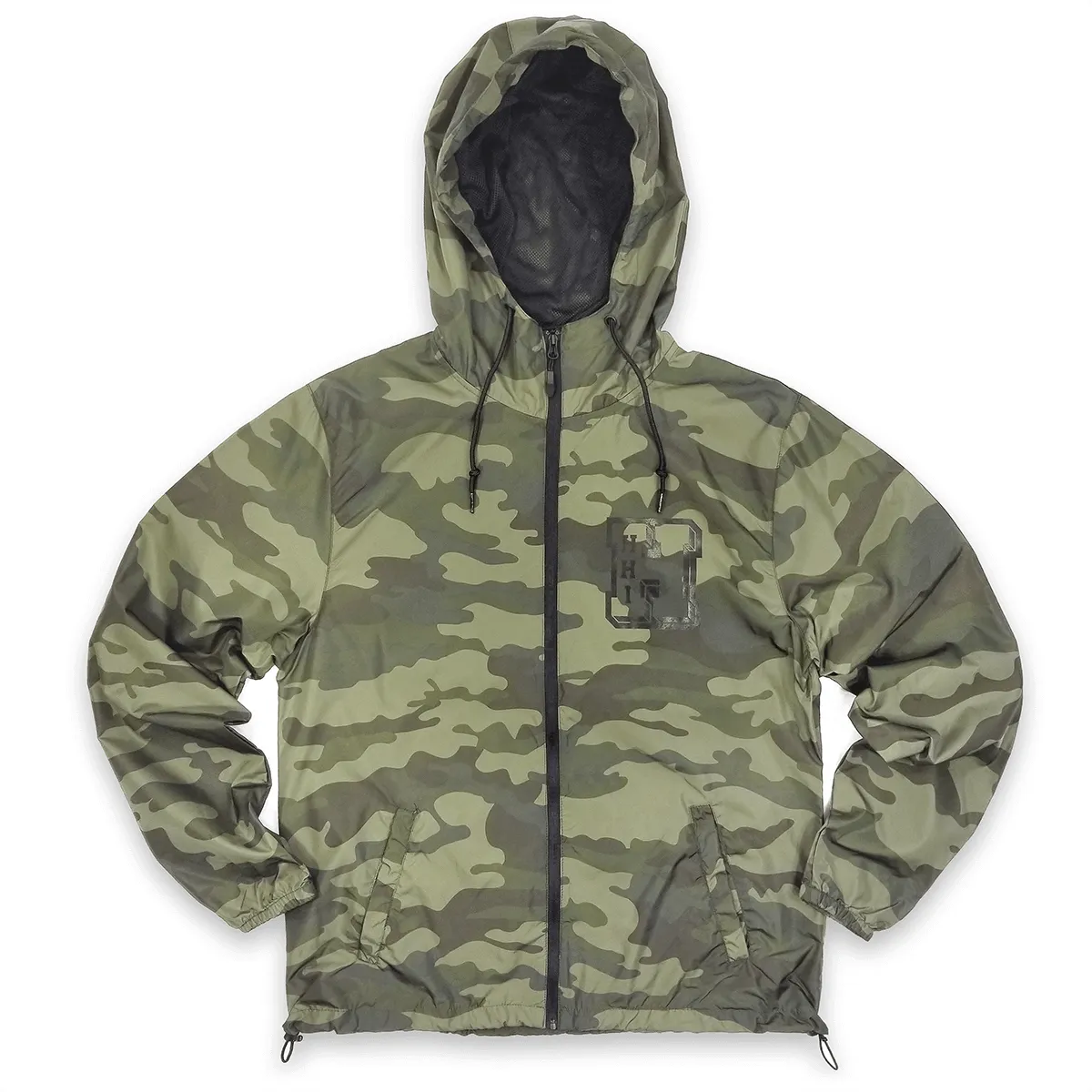 UNISEX NEW 'H' HOODED WINDBREAKER JACKET - WOODLAND CAMO