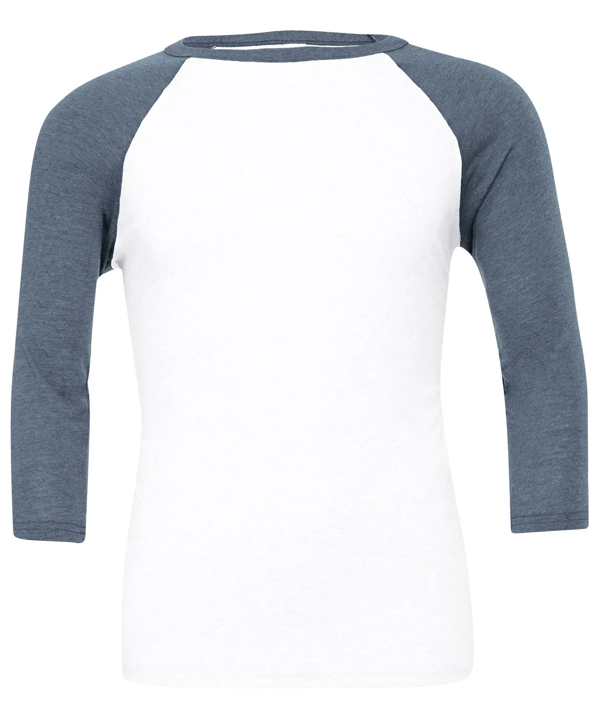 Unisex triblend  sleeve baseball t-shirt | White/Denim