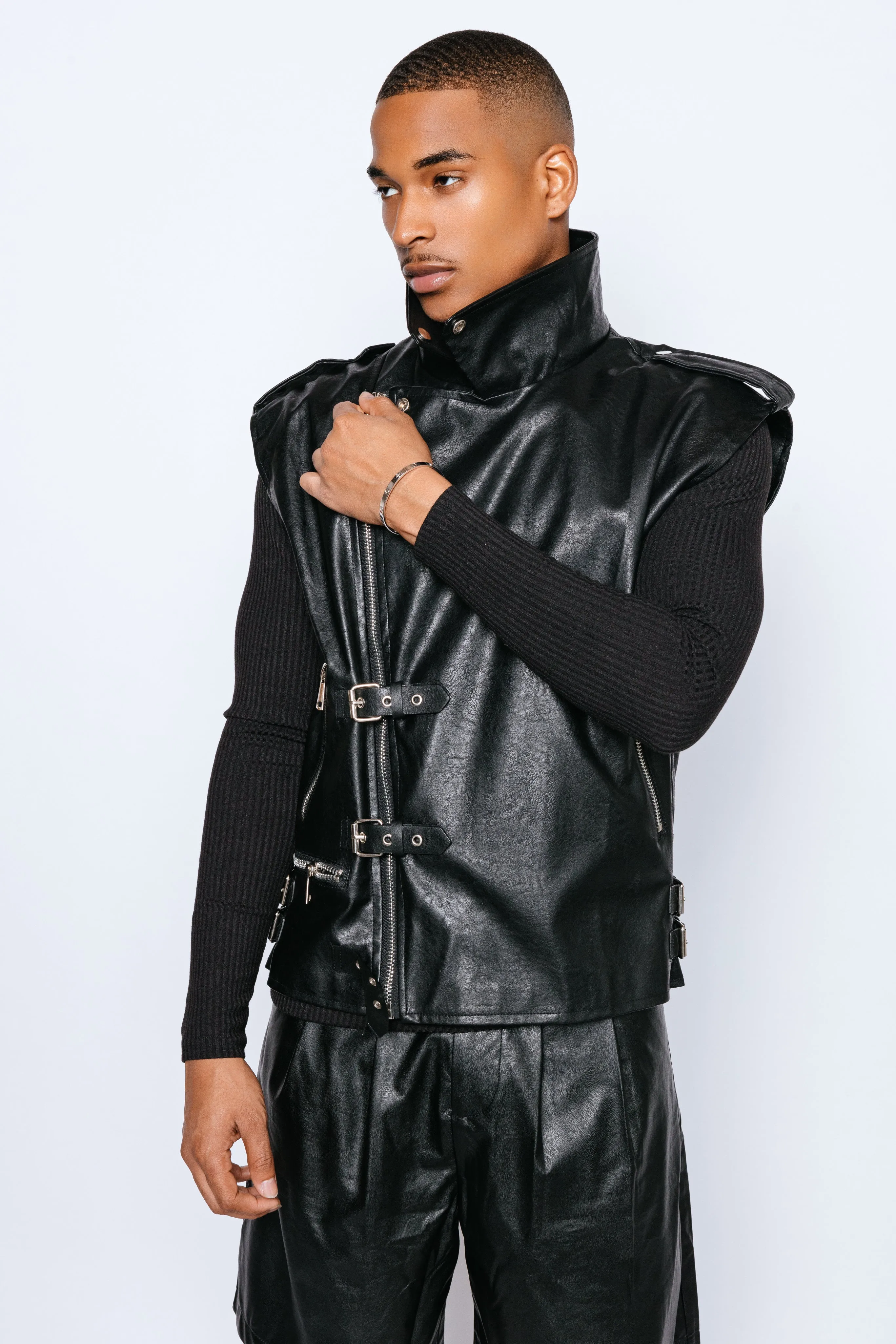 Vegan Leather Bikers Vest  Spring 22