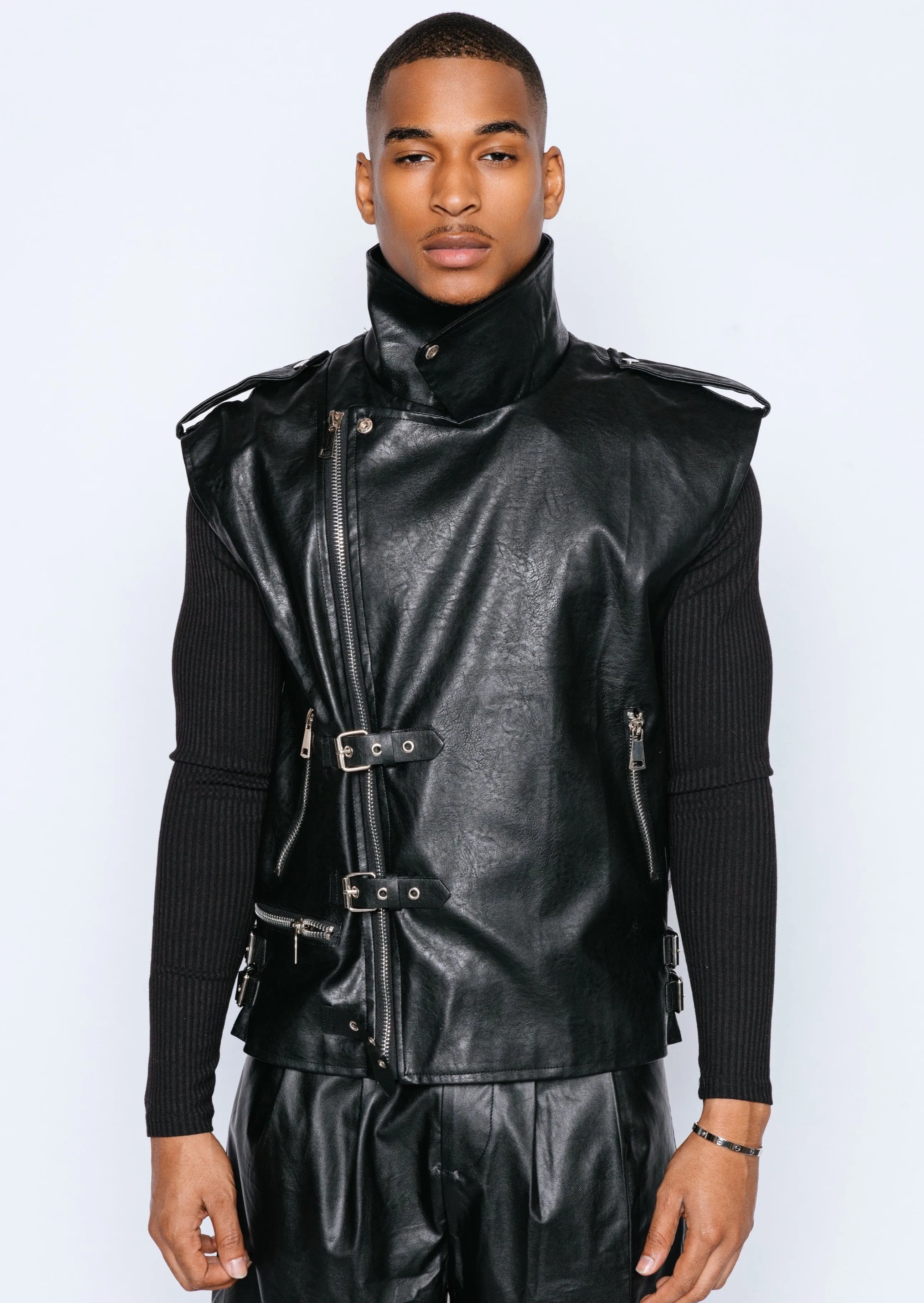 Vegan Leather Bikers Vest  Spring 22