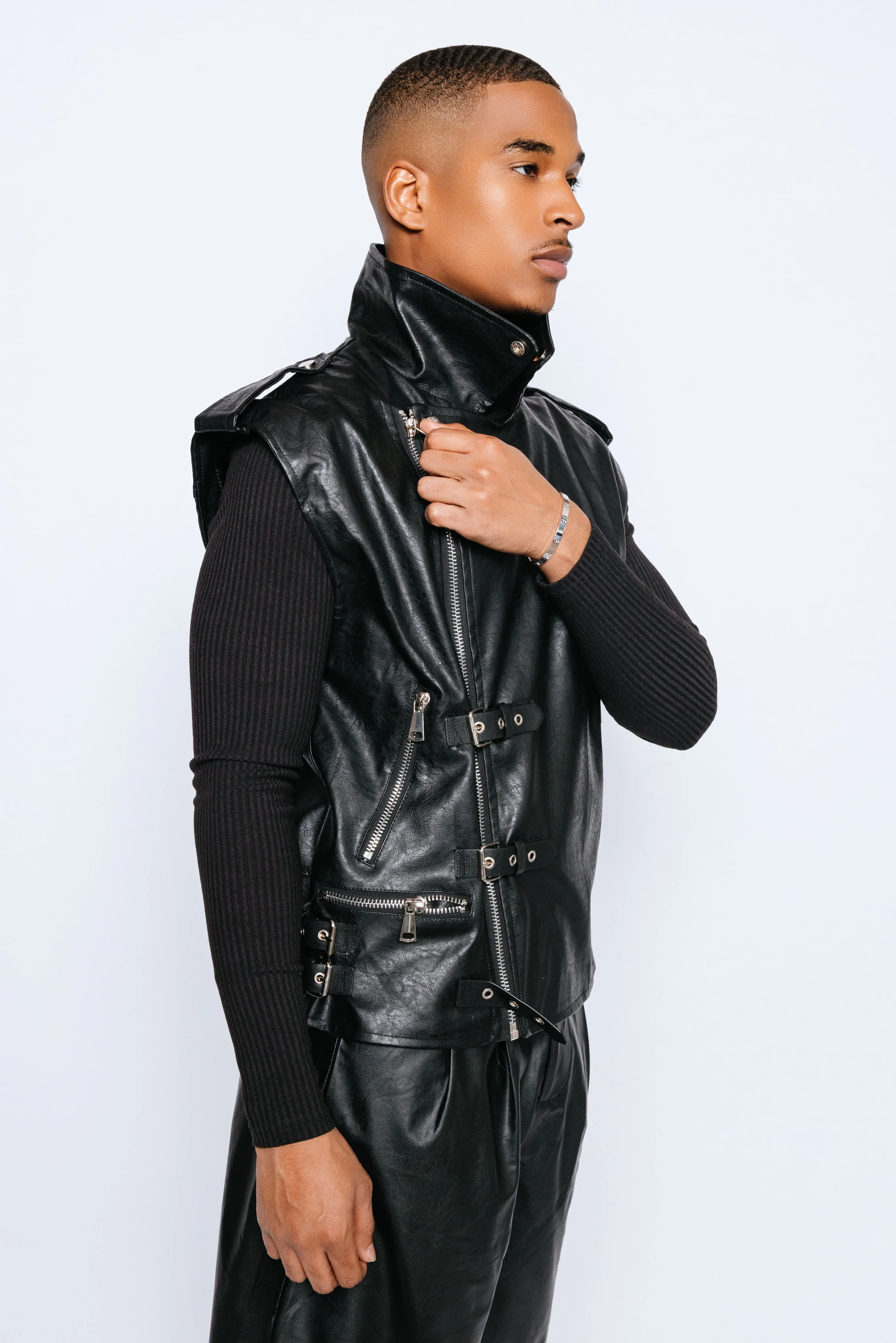 Vegan Leather Bikers Vest  Spring 22